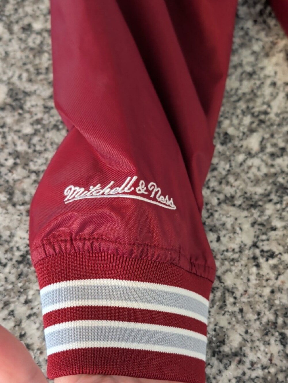 Mitchell & Ness Red Cooperstown Collection Jacket with Yellow Patch - Picture 4 of 7